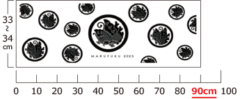 一般的な手ぬぐいのサイズの図